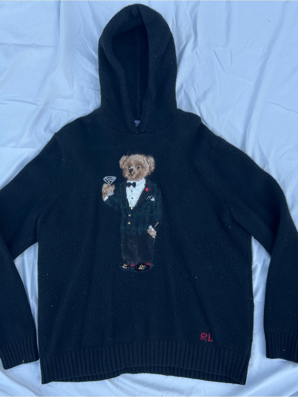 Ralph Lauren Men's Hooded Sweater with Martini Bear